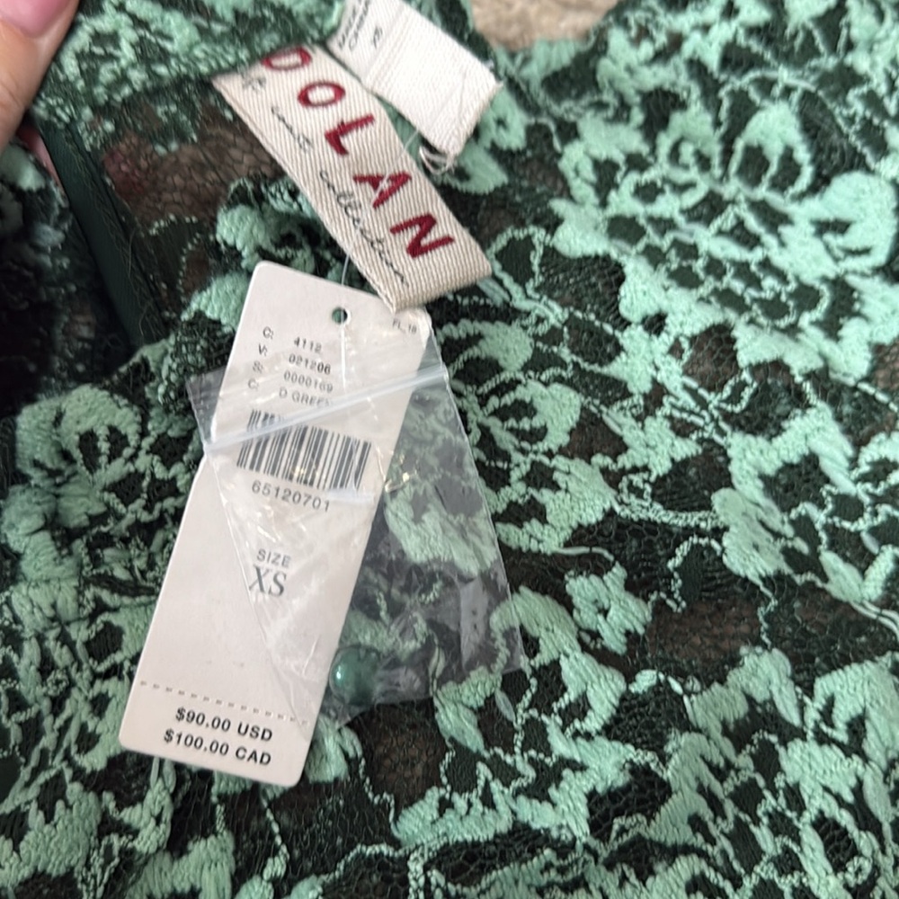 Anthropologie Mint Green Floral Lace Long-Sleeve Mock Neck Top - Picture 10 of 10